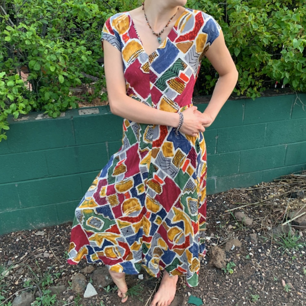 Vintage Maxi Patchwork Dress, small